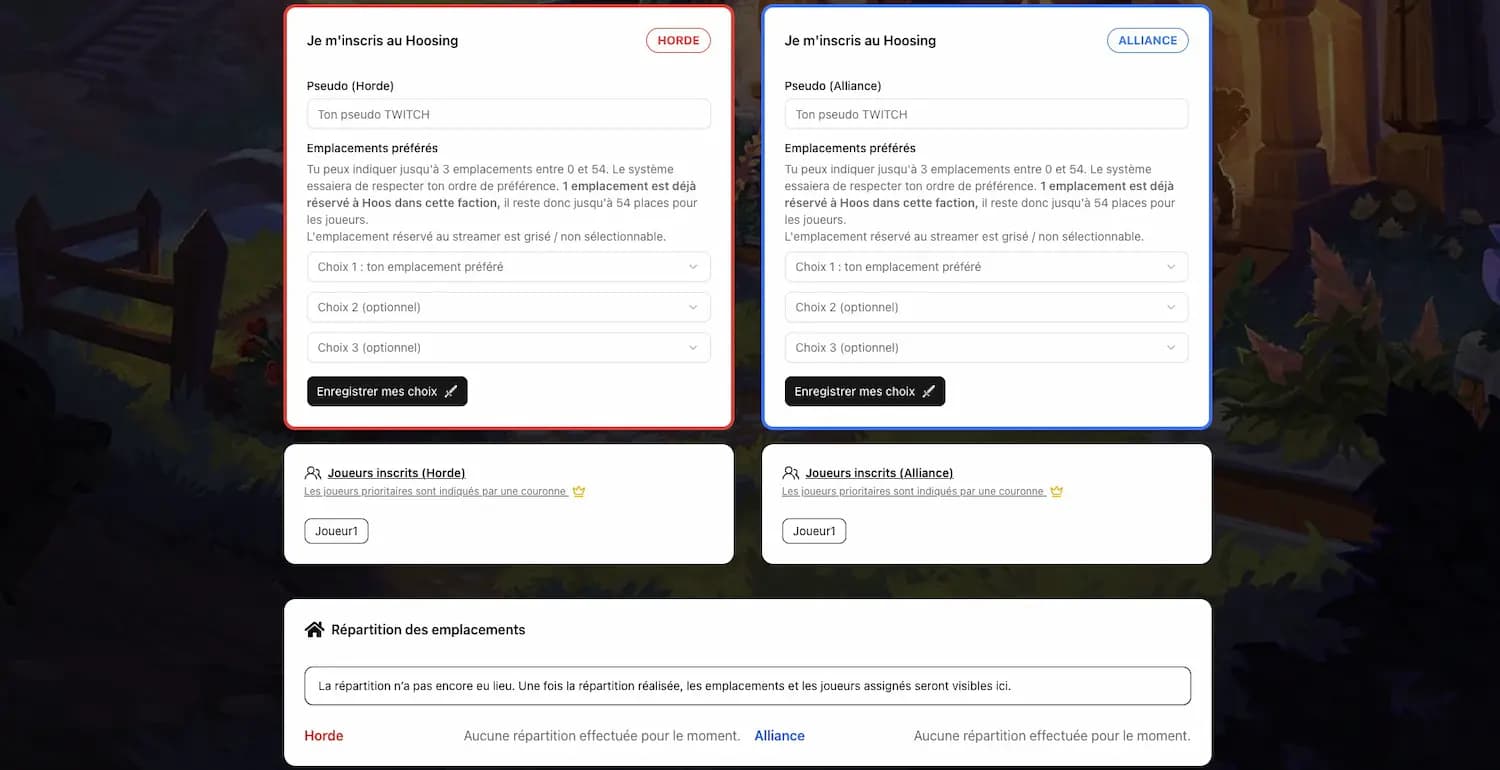 Formulaires d'inscriptions